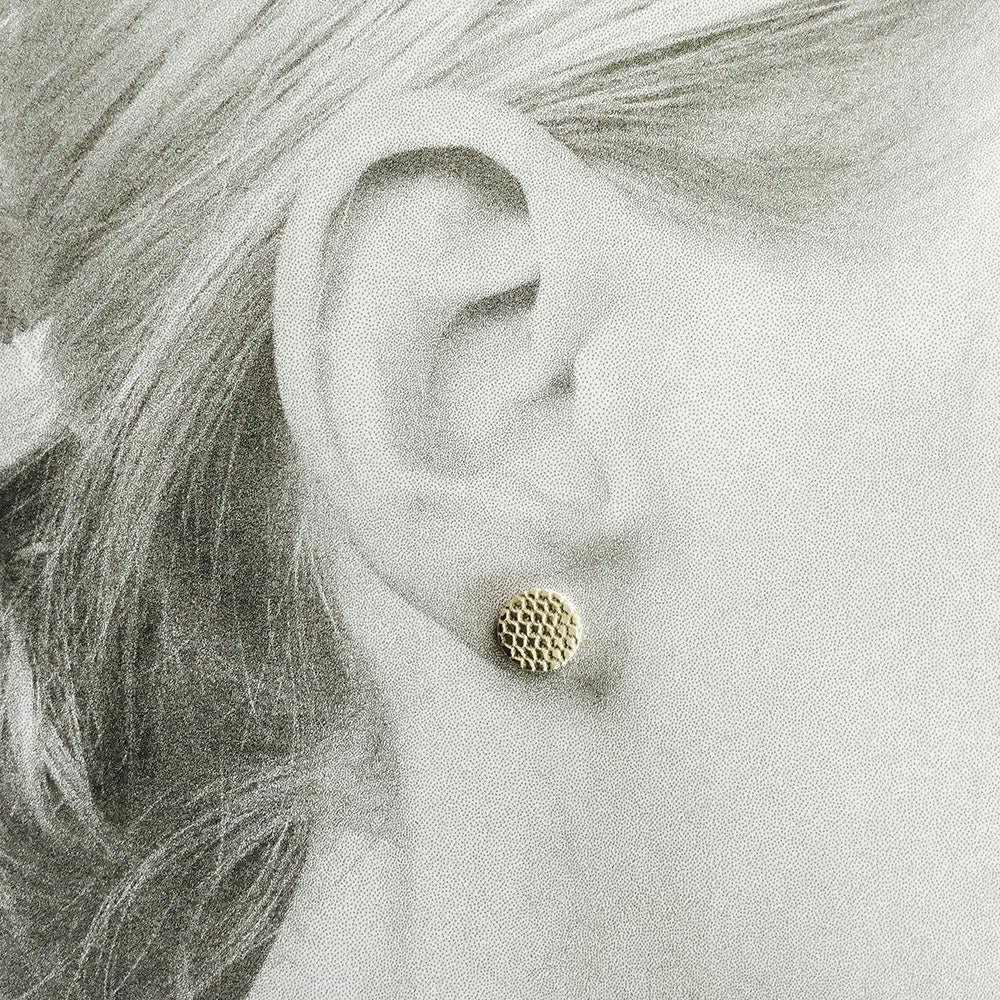 Disc Stud Earring, Tulle - silver