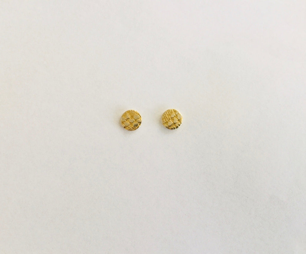 Disc Stud Earring, Reptile Lace - gold/silver