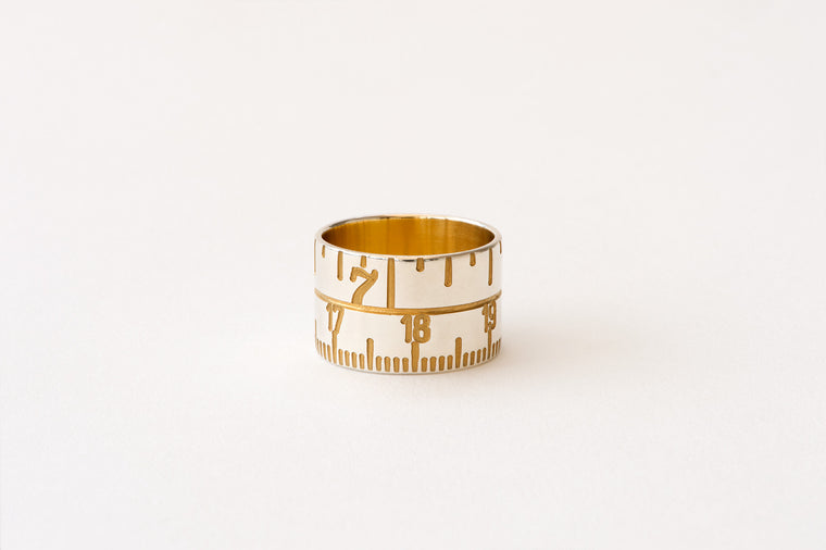 Tape Measure Ring - gold/silver