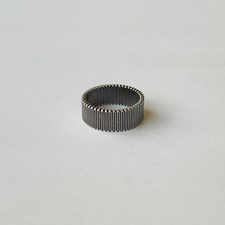 Wide Grosgrain Ring - Oxidised Silver