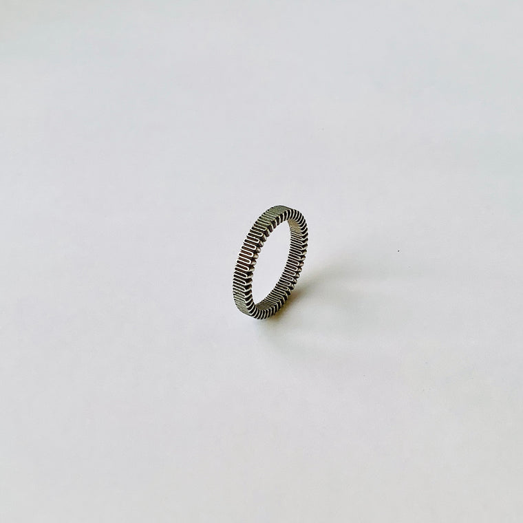 Narrow Grosgrain Ring - Oxidised Silver