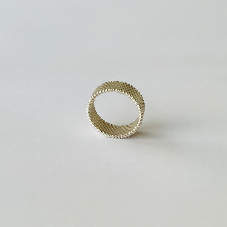 Wide Grosgrain Ring - Silver