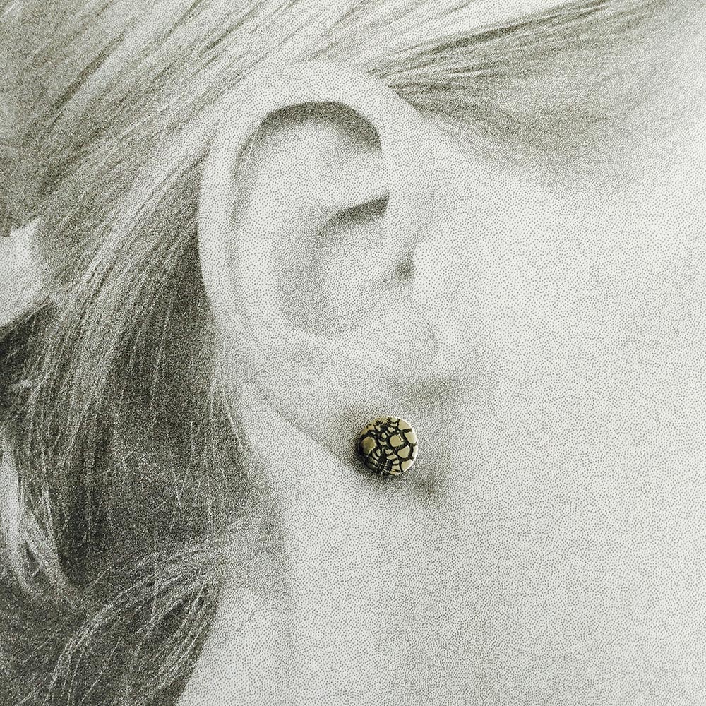 Disc Stud Earring, Antique Lace - oxidised silver