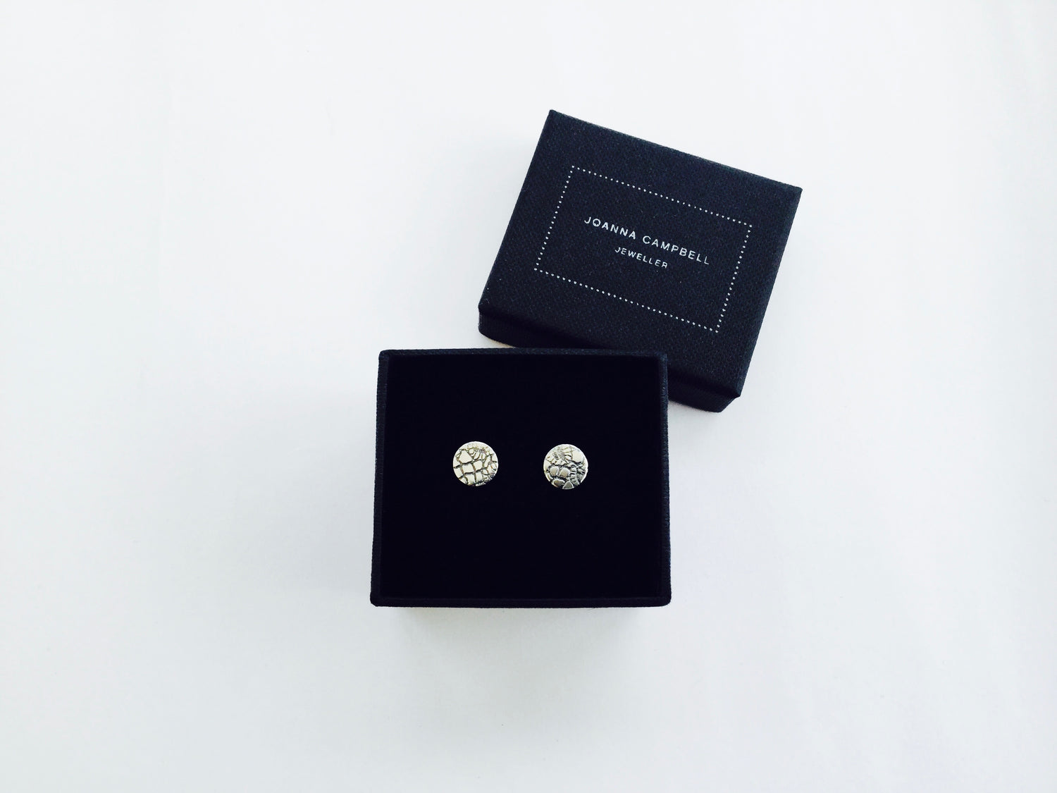 Disc Stud Earring, Antique Lace - oxidised silver