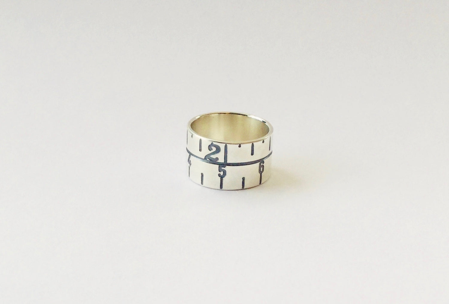 Narrow Tape Measure Ring - oxidised silver