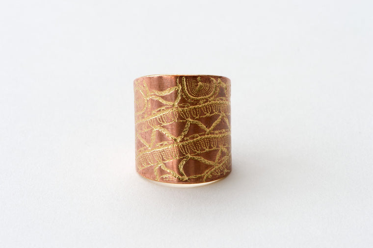 Ring, Bobbin Lace - copper/gold