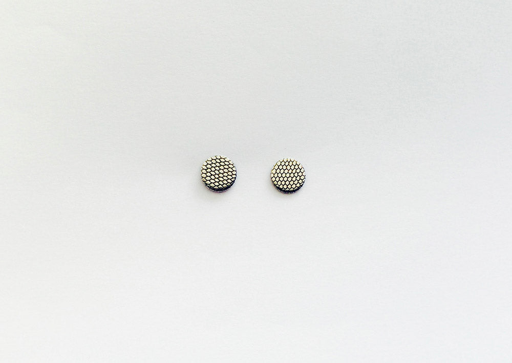 Disc Stud Earring, Tulle - oxidised silver