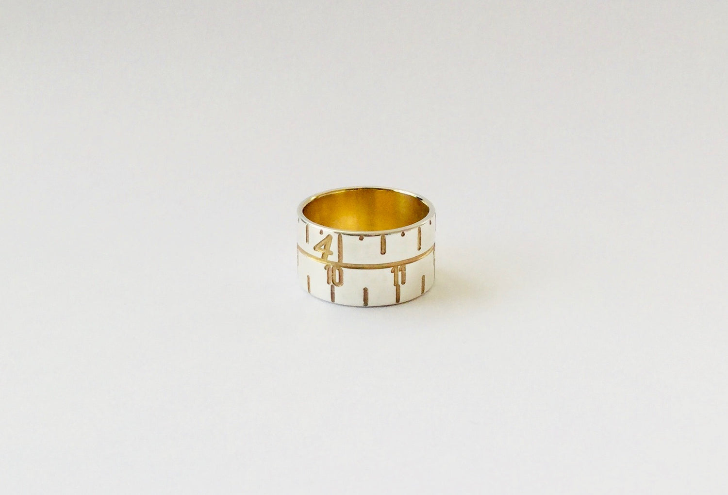 Narrow Tape Measure Ring - gold/silver