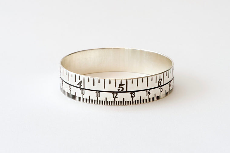 Tape Measure Bangle - oxidised silver