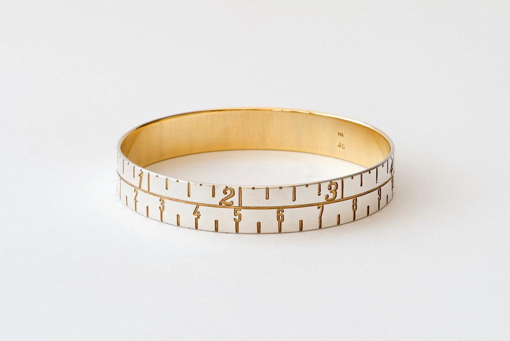 Narrow Tape Measure Bangle - gold/silver
