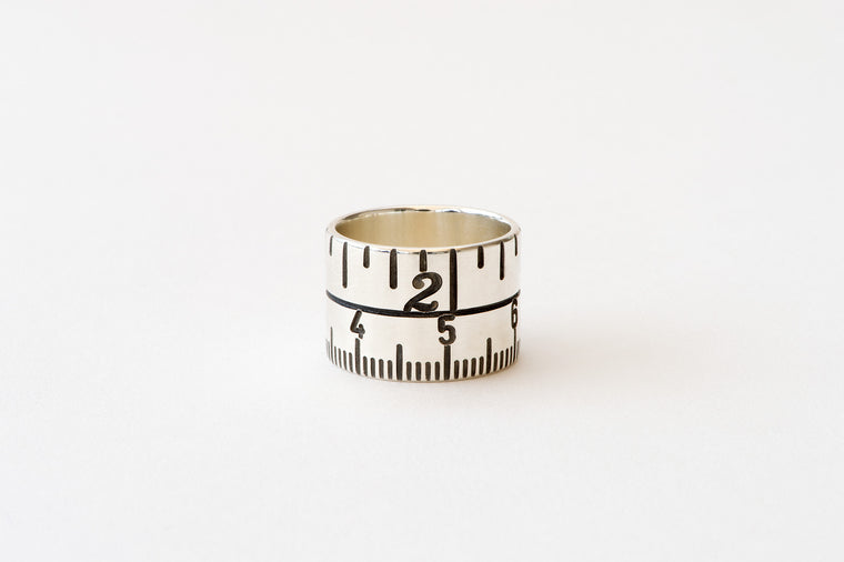Tape Measure Ring - oxidised silver