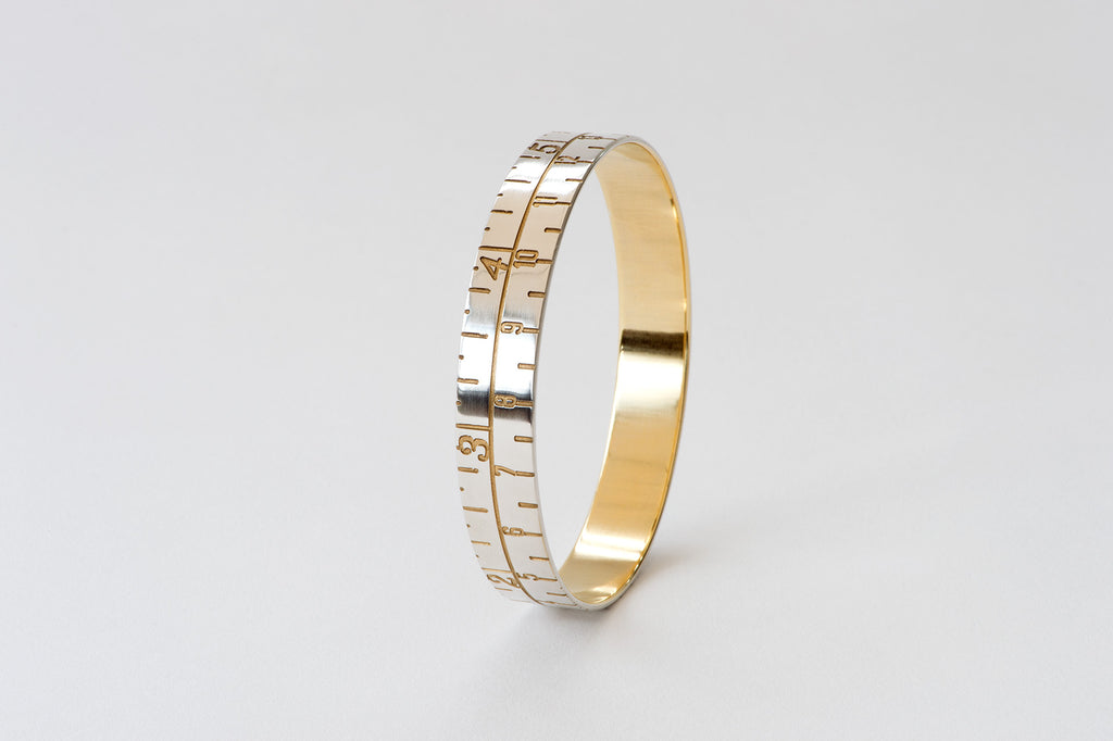 Narrow Tape Measure Bangle - gold/silver