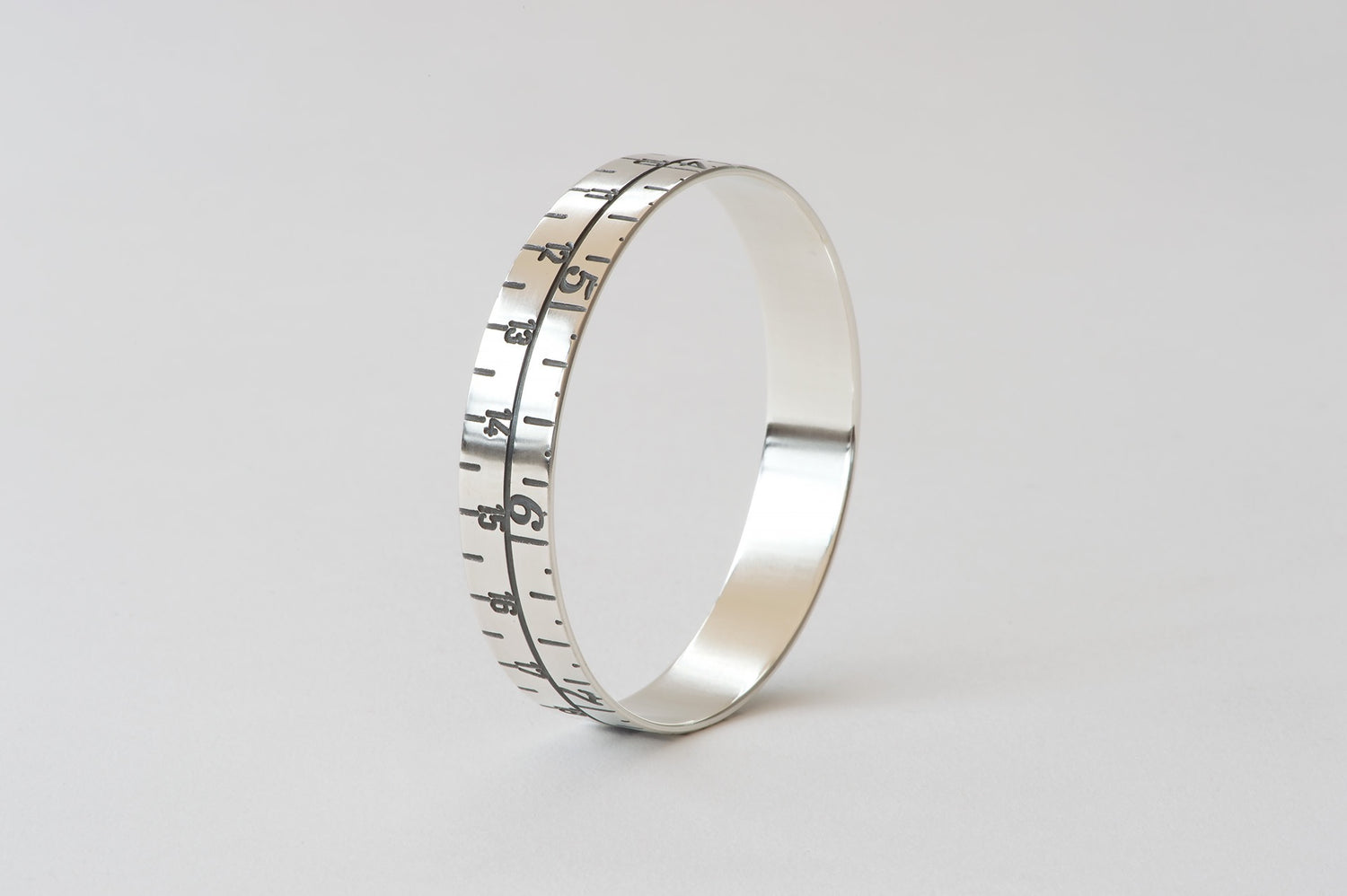 Narrow Tape Measure Bangle - oxidised silver